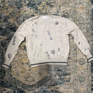 Elegant Women's Cream Sweater with Gray Accents